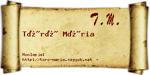 Törő Mária névjegykártya